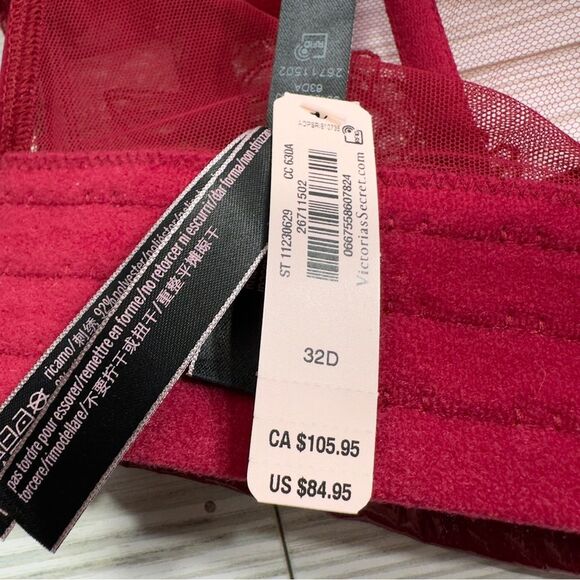 NWT VS VERY SEXY PUSH UP PLUNGE VYNIL & LACE LONGLINE CORSET TOP BRA 32D - Picture 7 of 7